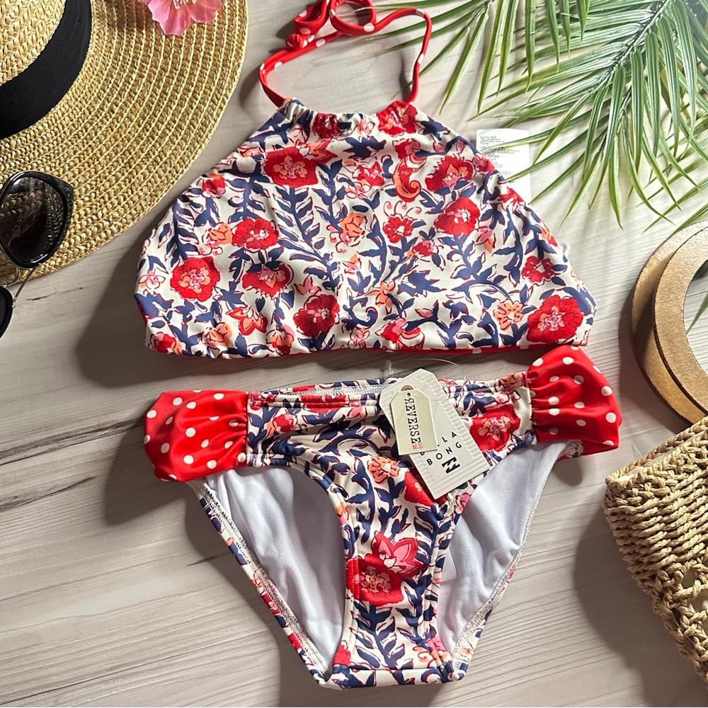 Billabong Girls’ Hi Neck Floral Free Babe Bikini ♥️